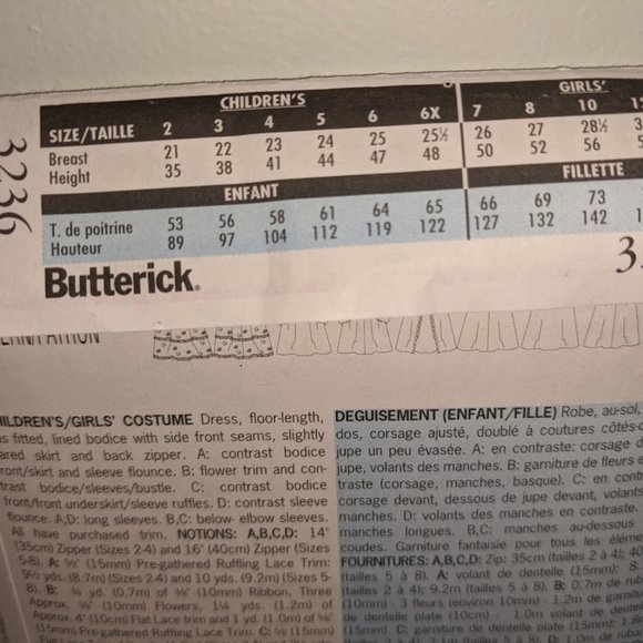 Butterick Sewing Pattern 3236 Princess Queen Gowns - Picture 5 of 5